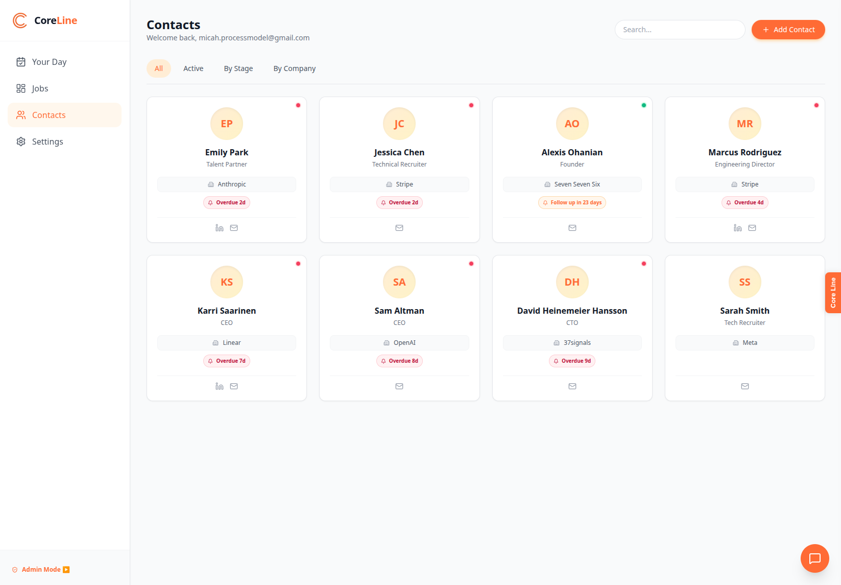 Reminder notification to ping a recruiter
