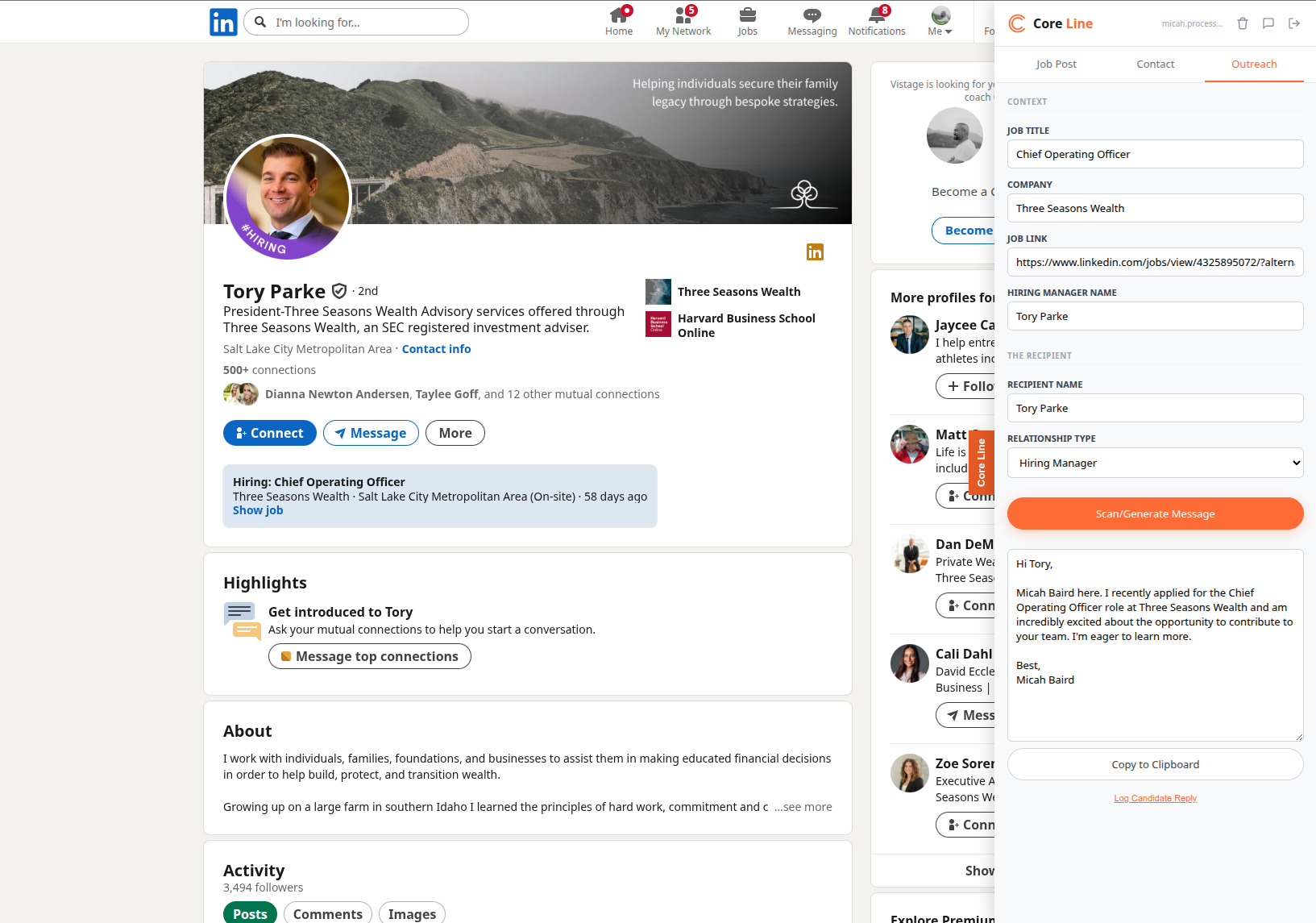 AI generating contextual outreach messages